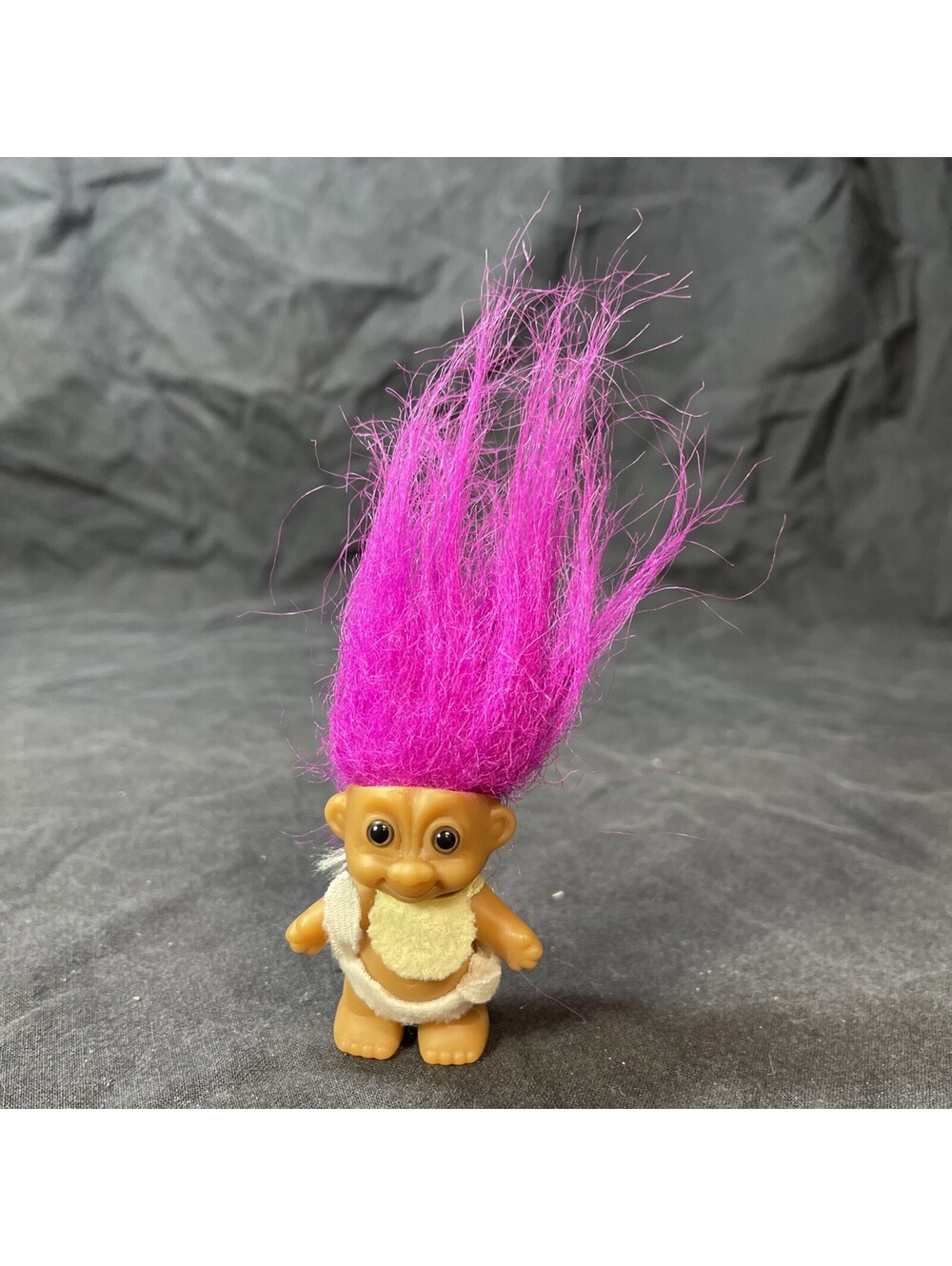 1990’s Vintage Russ Troll Doll 2” Baby Hot Pink Hair Bib Diaper